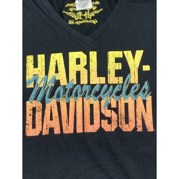 Harley Davidson Womens V Neck Graphic T Shirt Size S Lynchburg Va. Embroidered - Picture 9 of 12